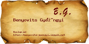 Benyovits Gyöngyi névjegykártya