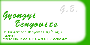 gyongyi benyovits business card